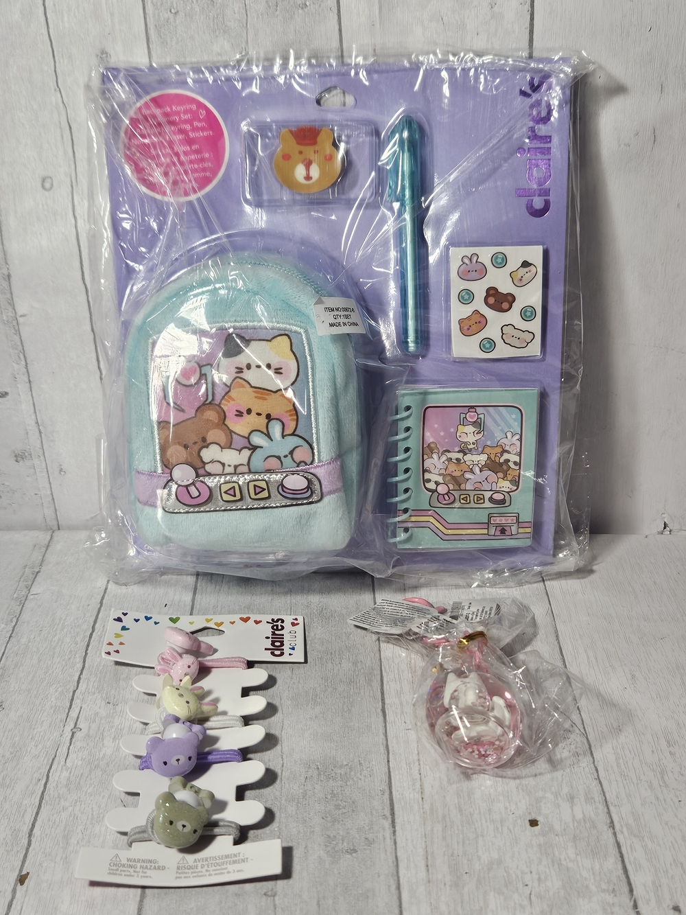 Claire's Plush Mini Backpack & Accessory Set - Aqua & Purple